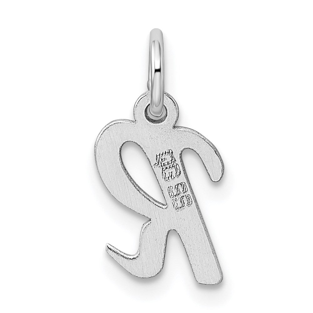 Sterling Silver Rhodium-plated Script Letter R Initial Charm