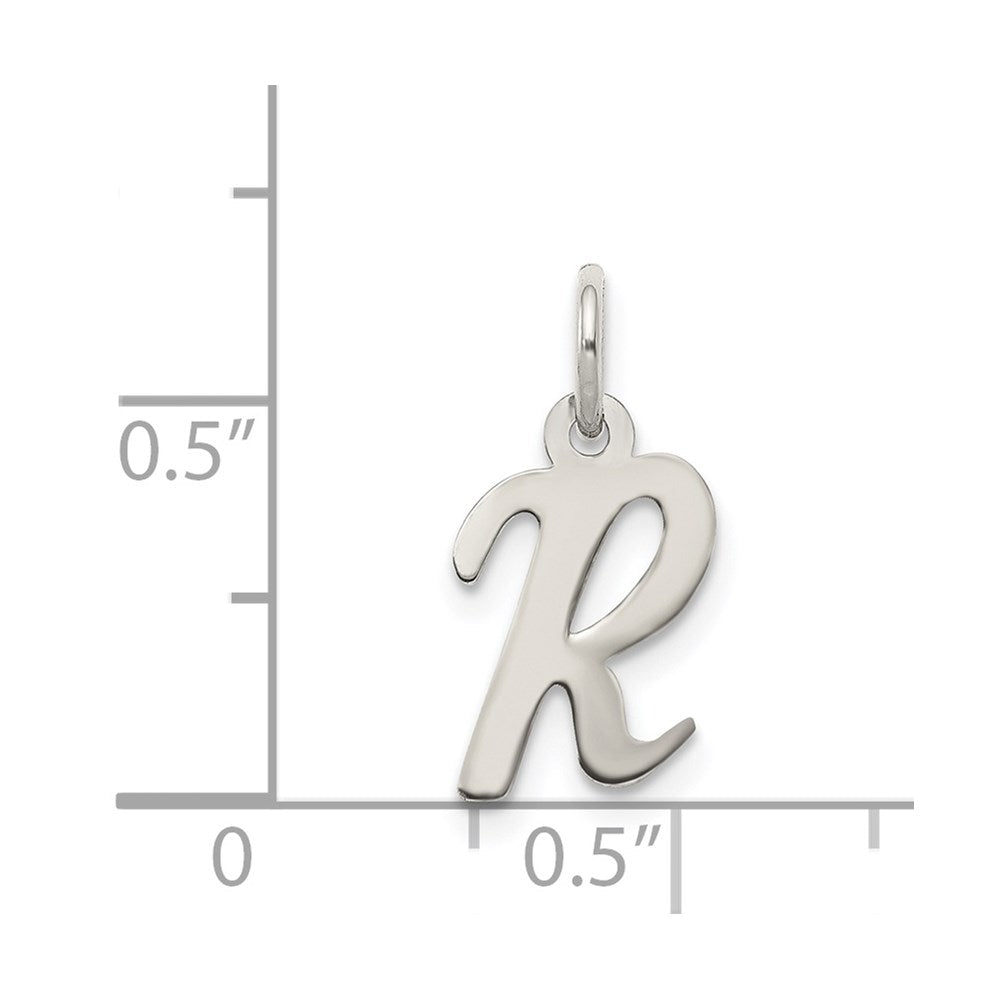 Sterling Silver Rhodium-plated Script Letter R Initial Charm