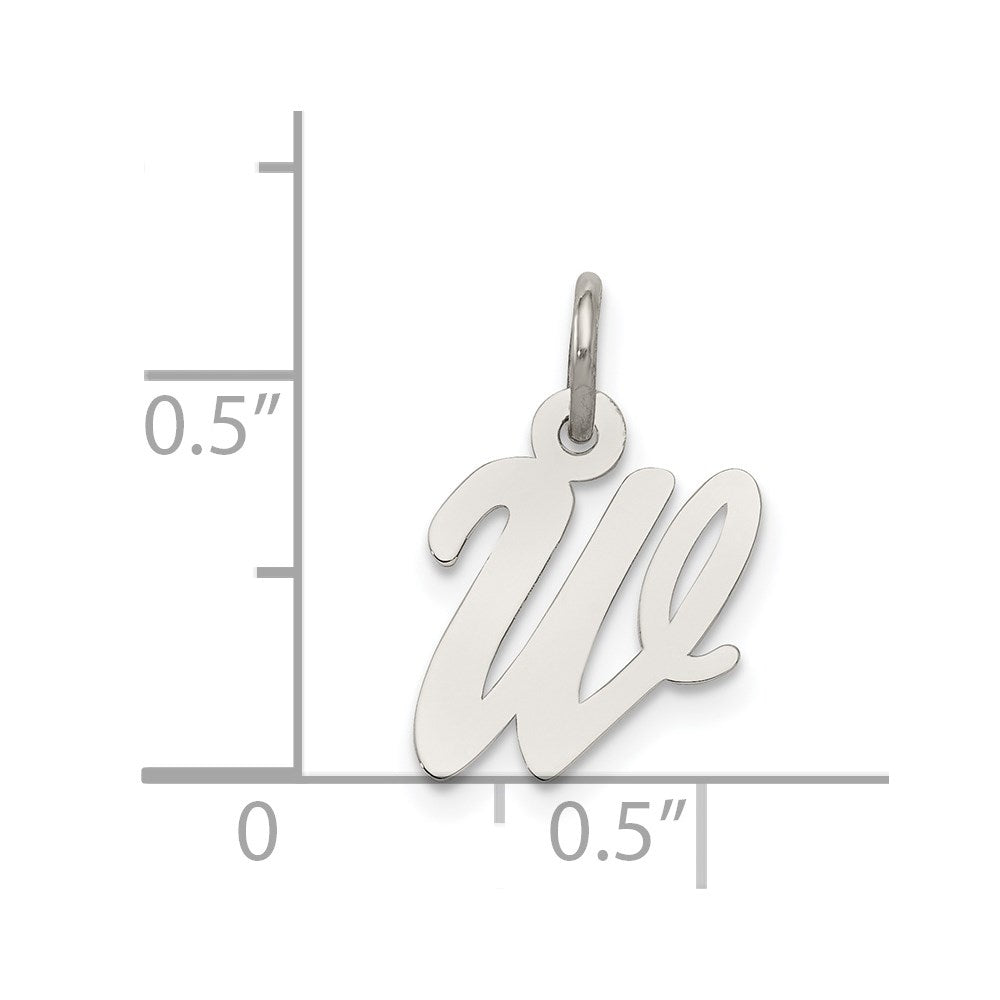 Sterling Silver Rhodium-plated Script Letter W Initial Charm