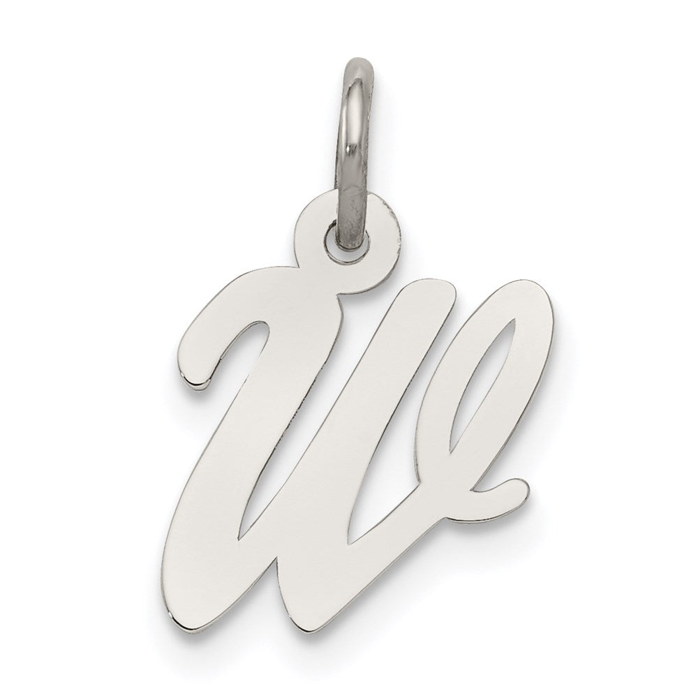 Sterling Silver Rhodium-plated Script Letter W Initial Charm