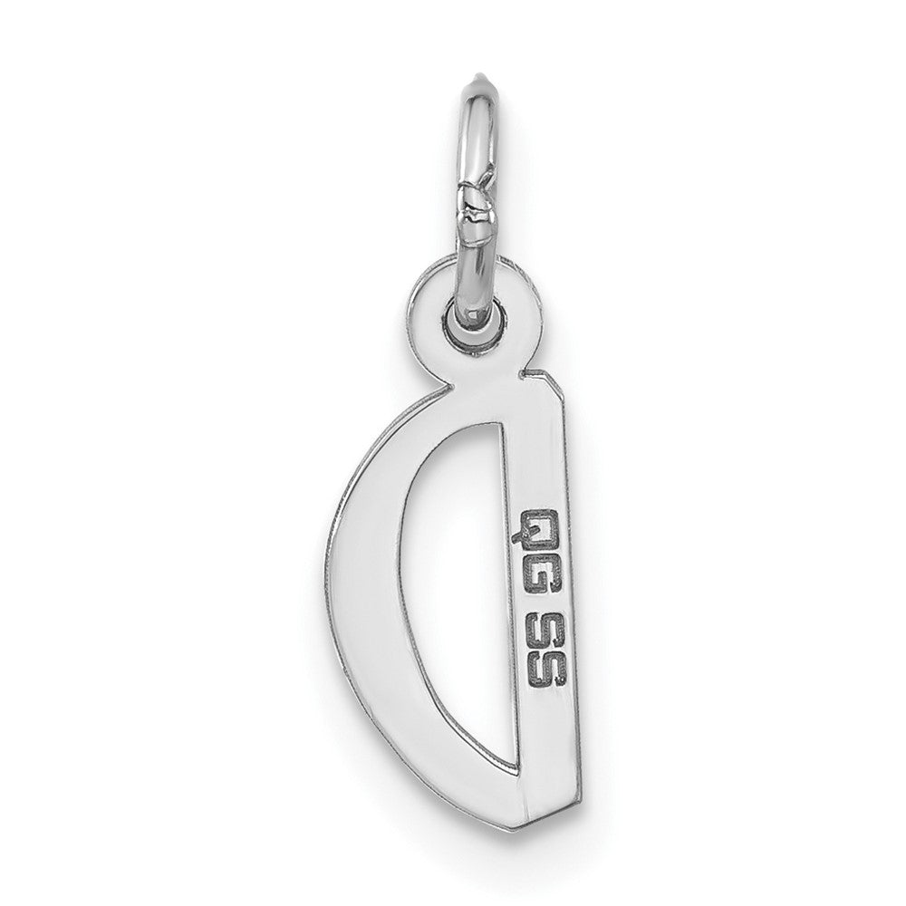 Sterling Silver Polished Small Slanted Block Initial D Charm