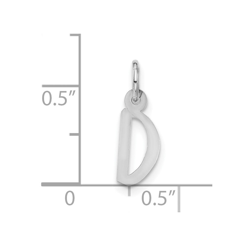 Sterling Silver Polished Small Slanted Block Initial D Charm