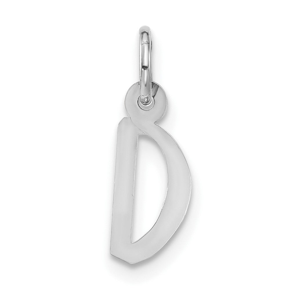 Sterling Silver Polished Small Slanted Block Initial D Charm