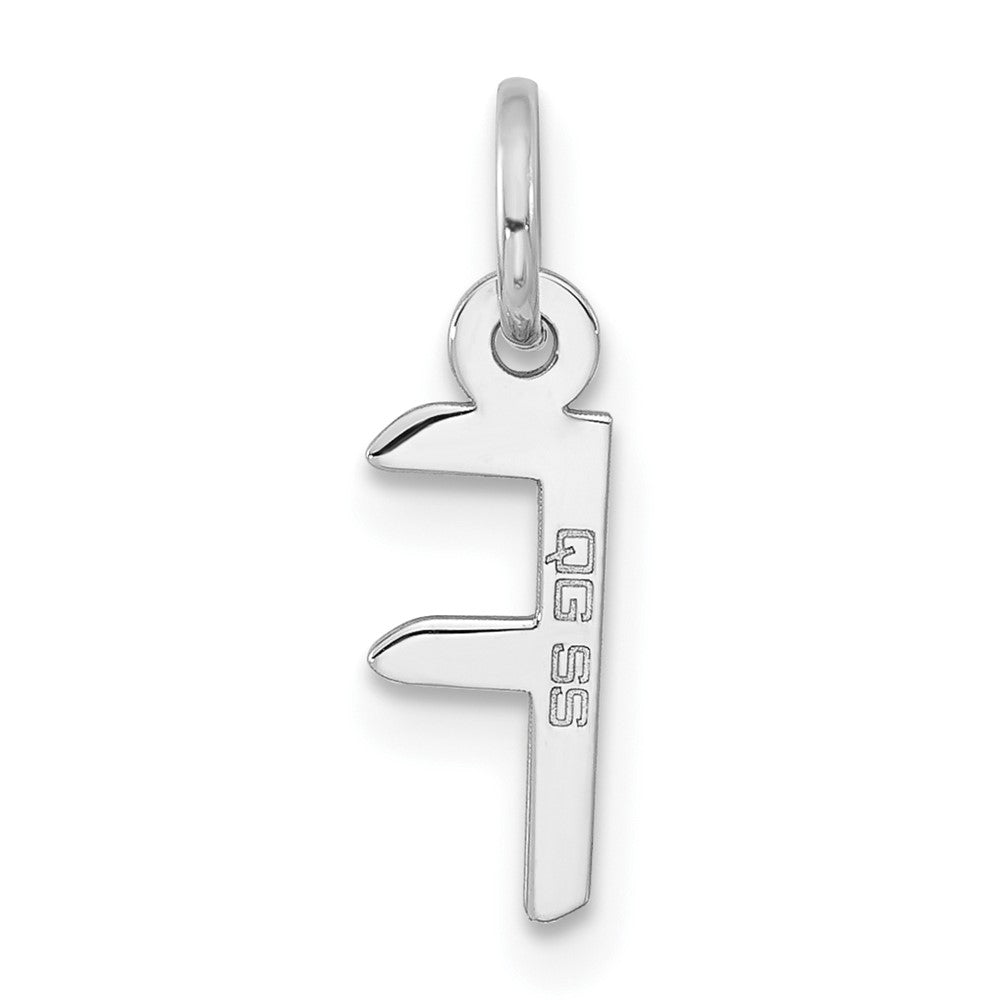 Sterling Silver Polished Small Slanted Block Initial F Charm