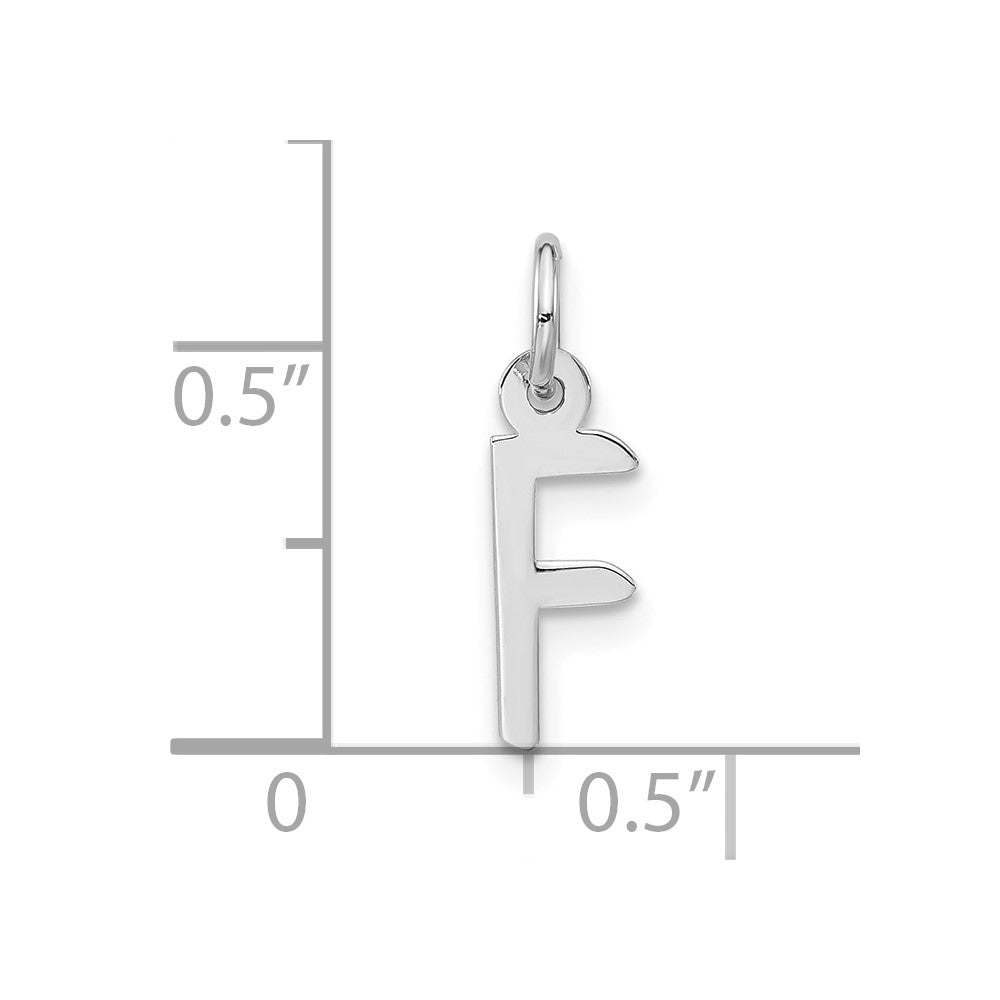 Sterling Silver Polished Small Slanted Block Initial F Charm