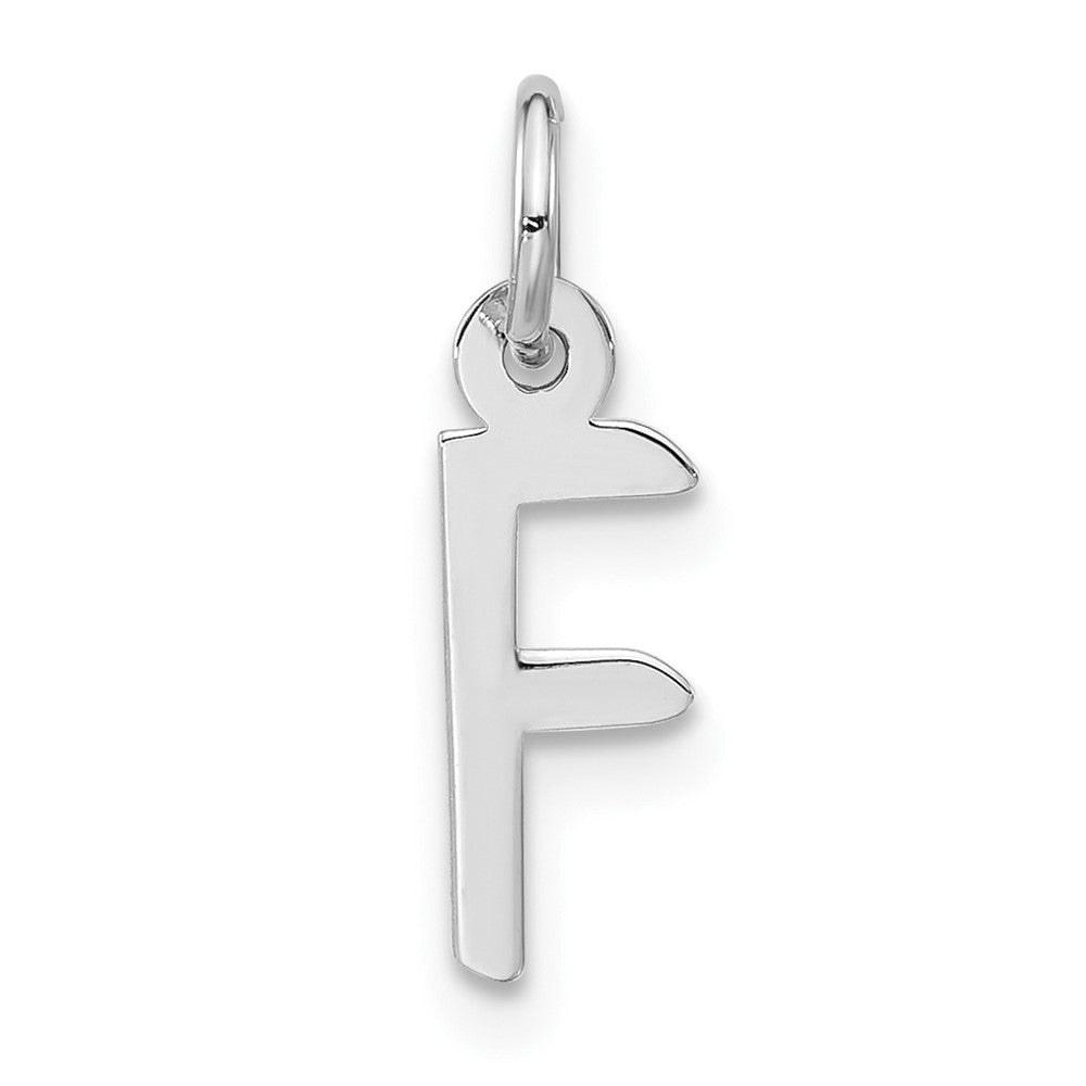 Sterling Silver Polished Small Slanted Block Initial F Charm