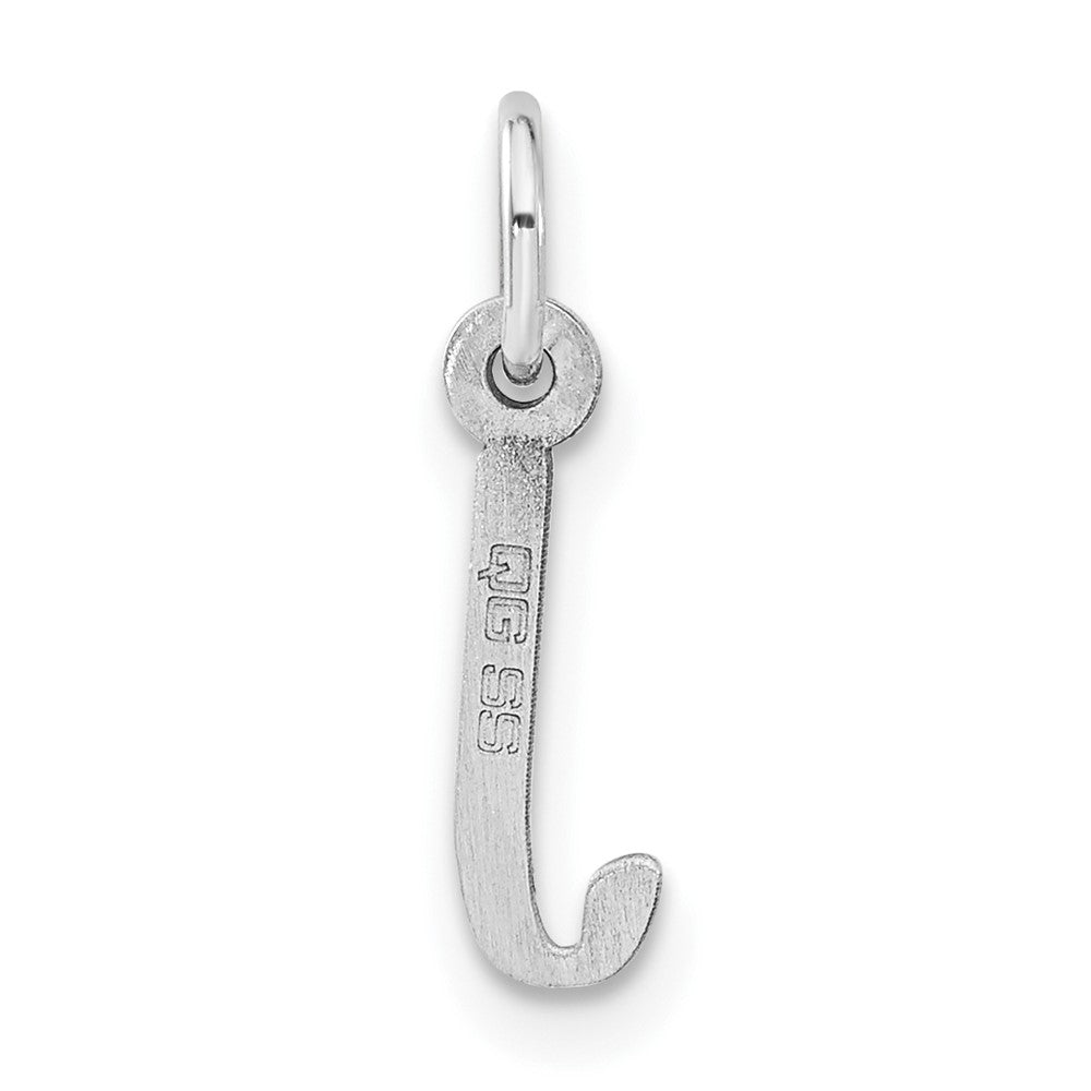 Sterling Silver Rhodium-plated Small Slanted Block Initial J Charm