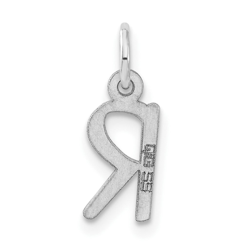 Sterling Silver Small Slanted Block Initial R Charm