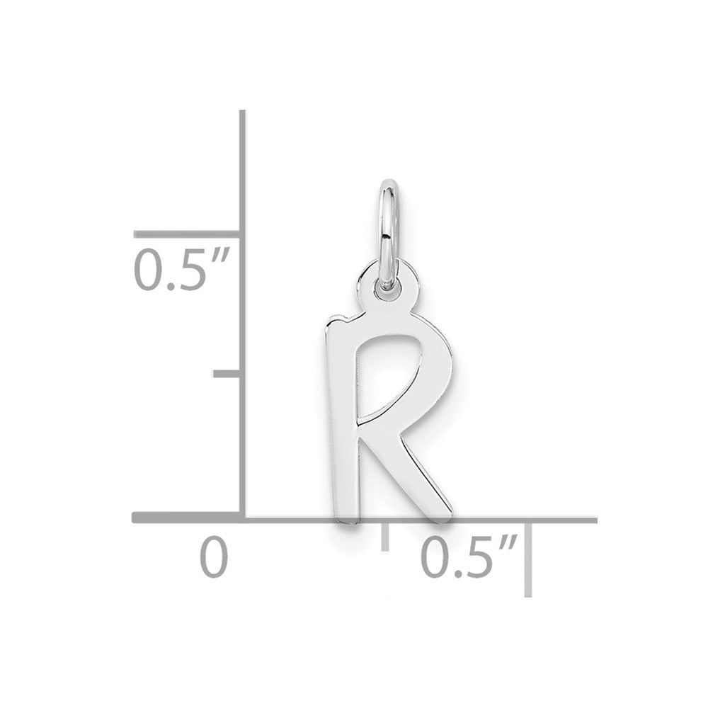 Sterling Silver Small Slanted Block Initial R Charm