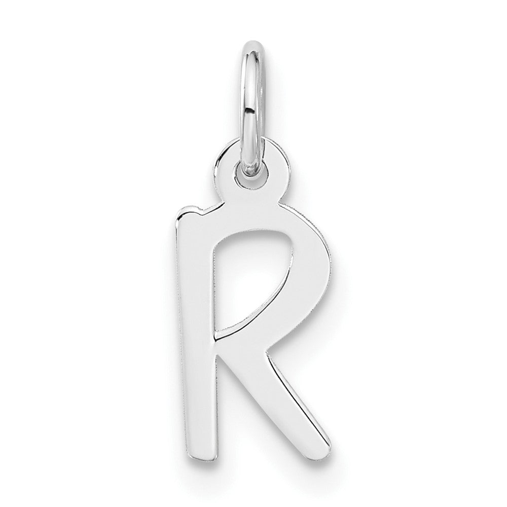 Sterling Silver Small Slanted Block Initial R Charm