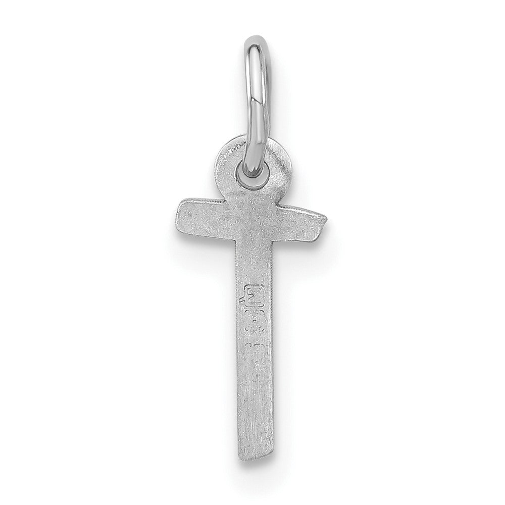 Sterling Silver Polished Small Slanted Block Initial T Charm