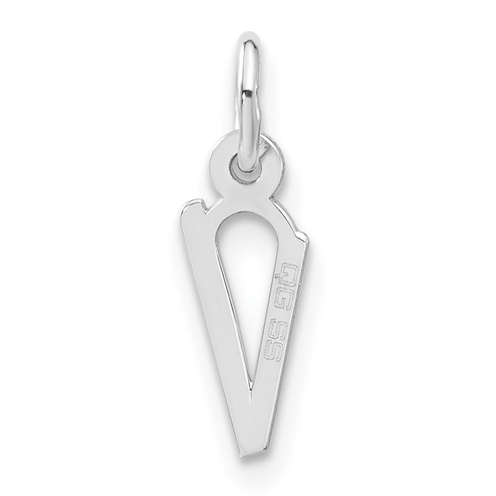 Sterling Silver Small Slanted Block Initial V Charm