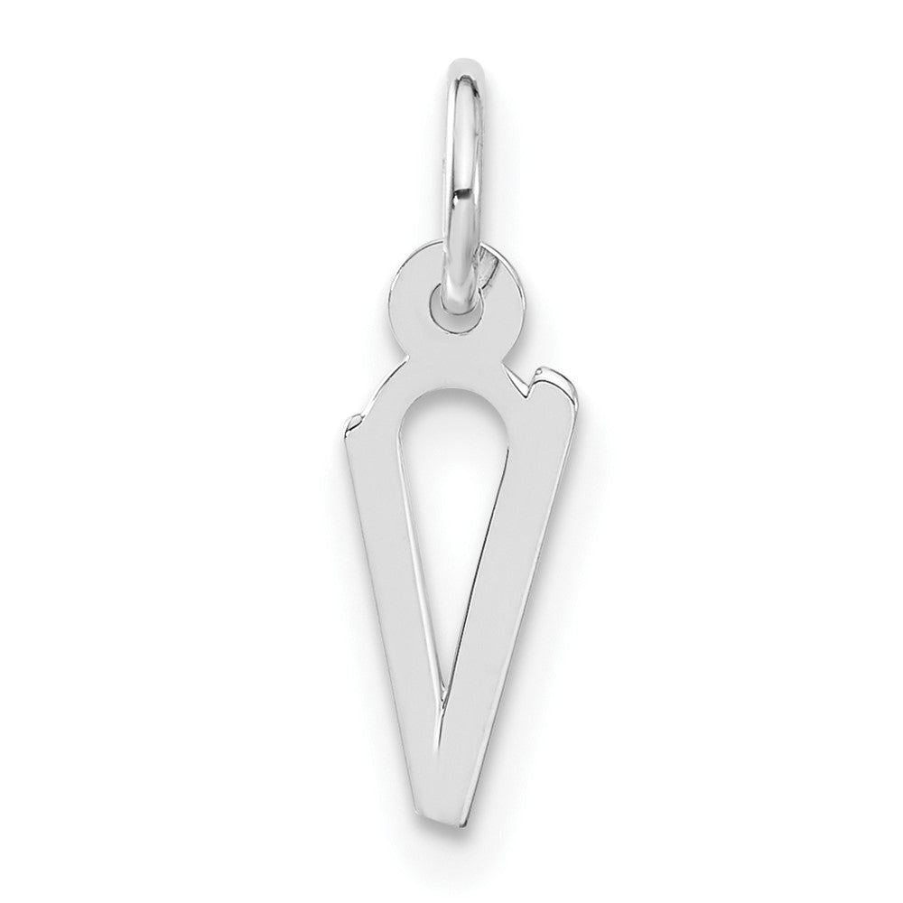 Sterling Silver Small Slanted Block Initial V Charm