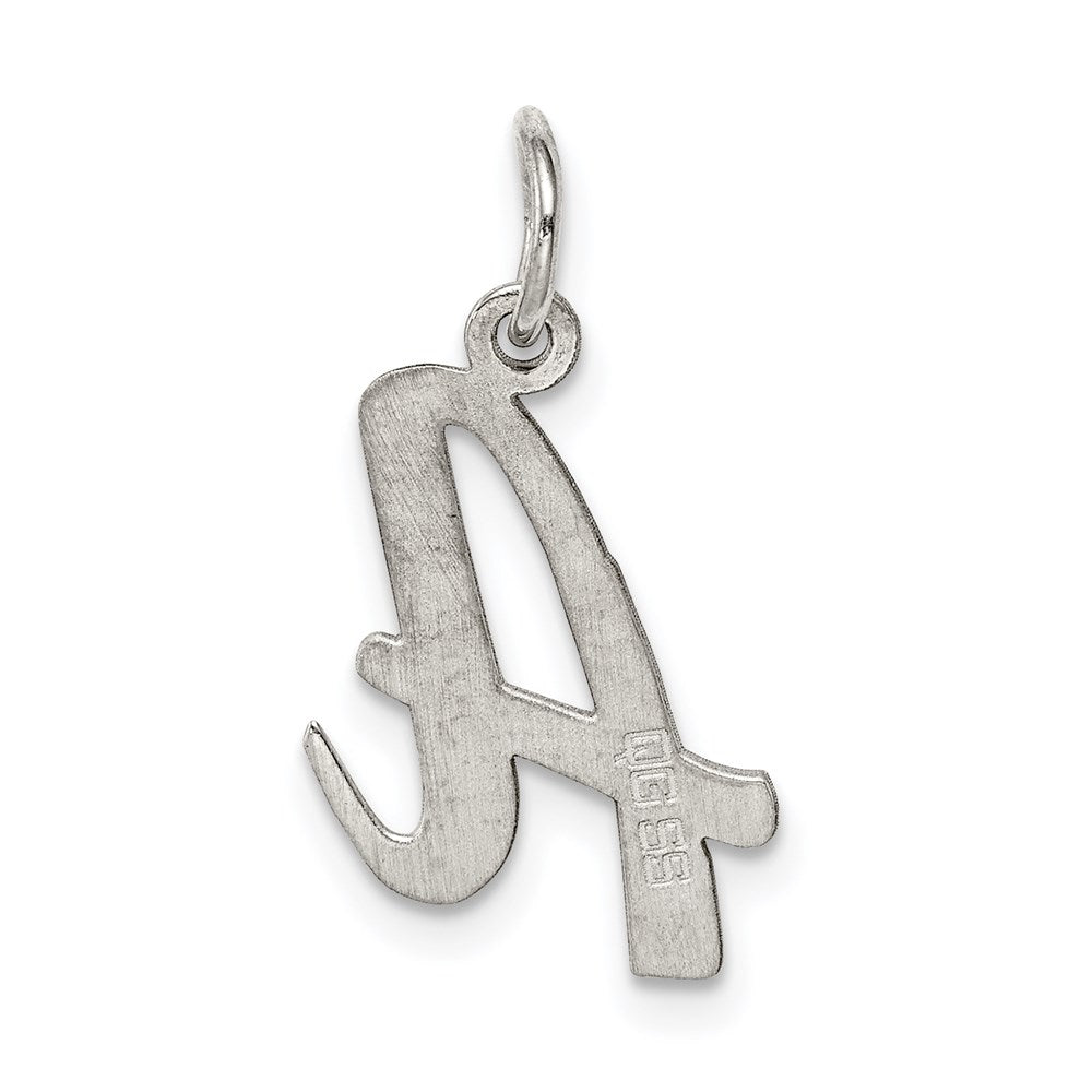 Sterling Silver Rhodium-plated Script Letter A Initial Charm