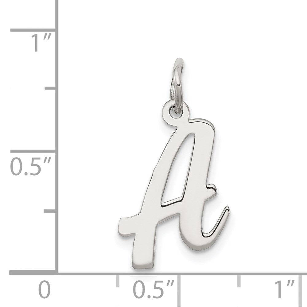 Sterling Silver Rhodium-plated Script Letter A Initial Charm