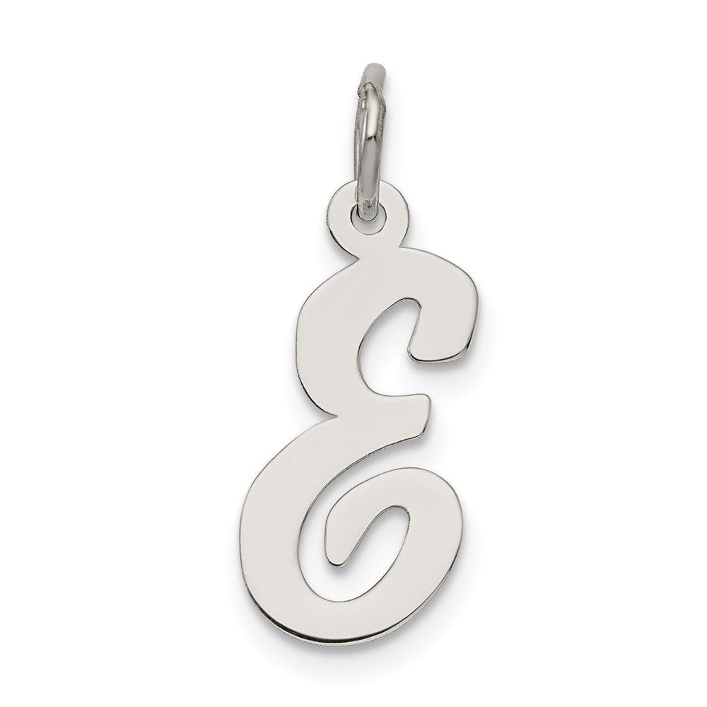 Sterling Silver Rhodium-plated Script Letter E Initial Charm