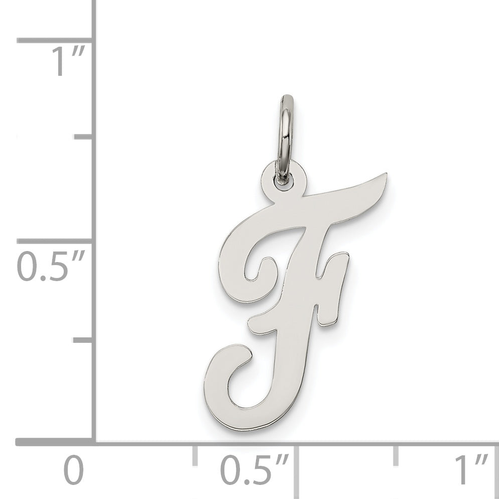 Sterling Silver Medium Script Initial F Charm QC5082F