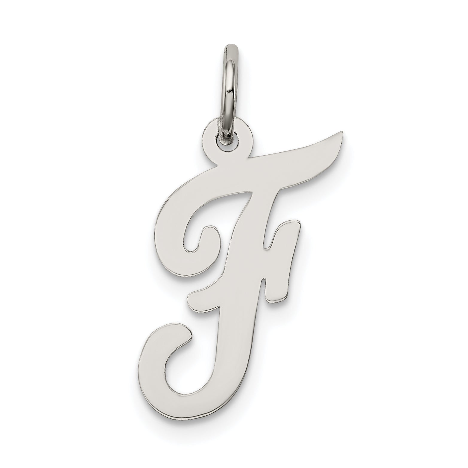 Sterling Silver Medium Script Initial F Charm QC5082F