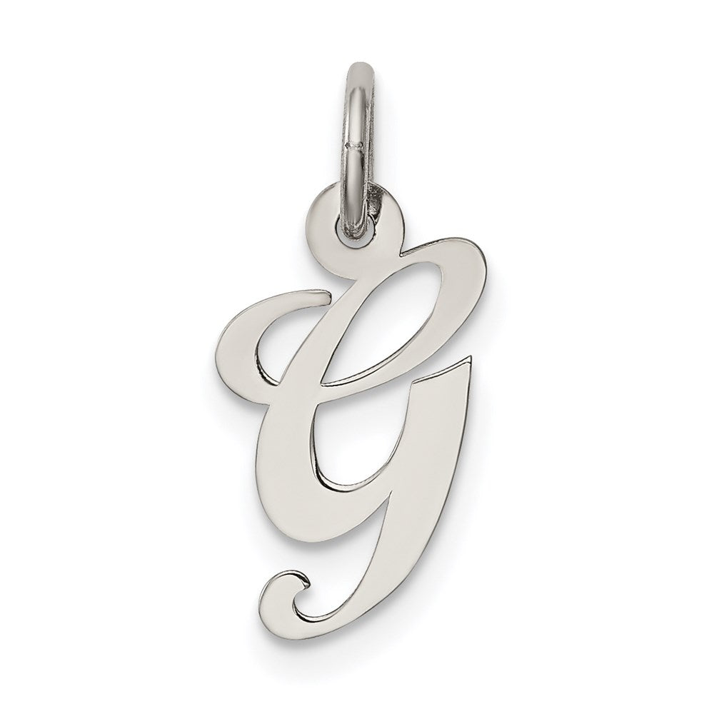 Sterling Silver Rhodium-plated Script Letter G Initial Charm