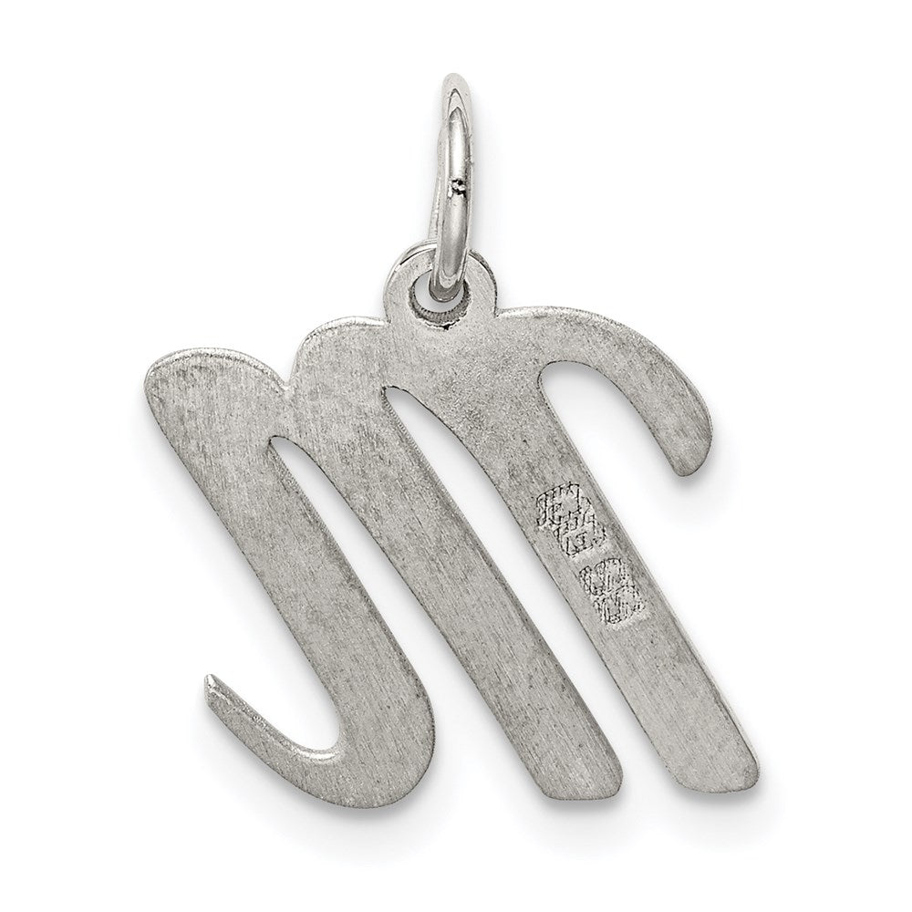 Sterling Silver Rhodium-plated Script Letter M Initial Charm