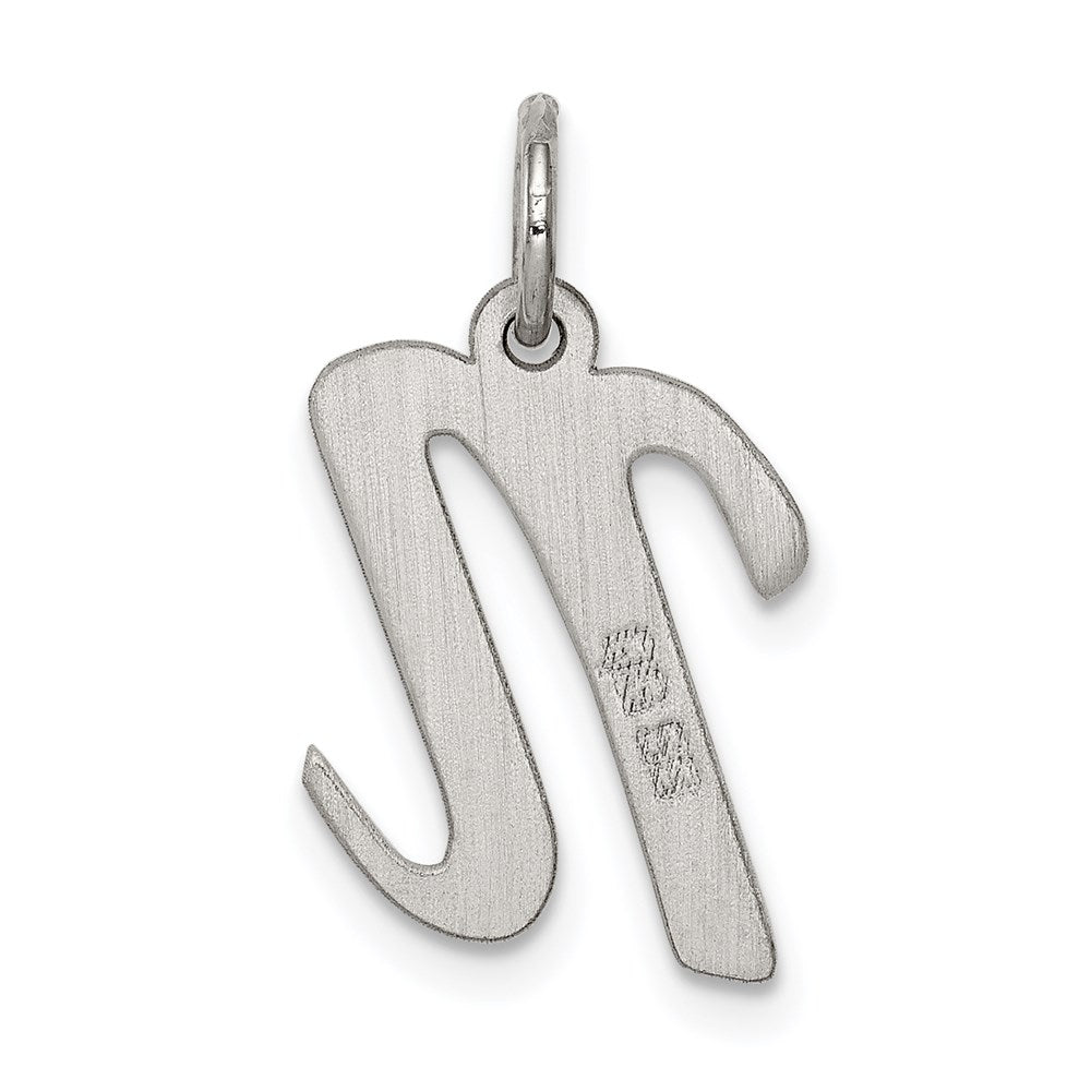 Sterling Silver Rhodium-plated Script Letter N Initial Charm