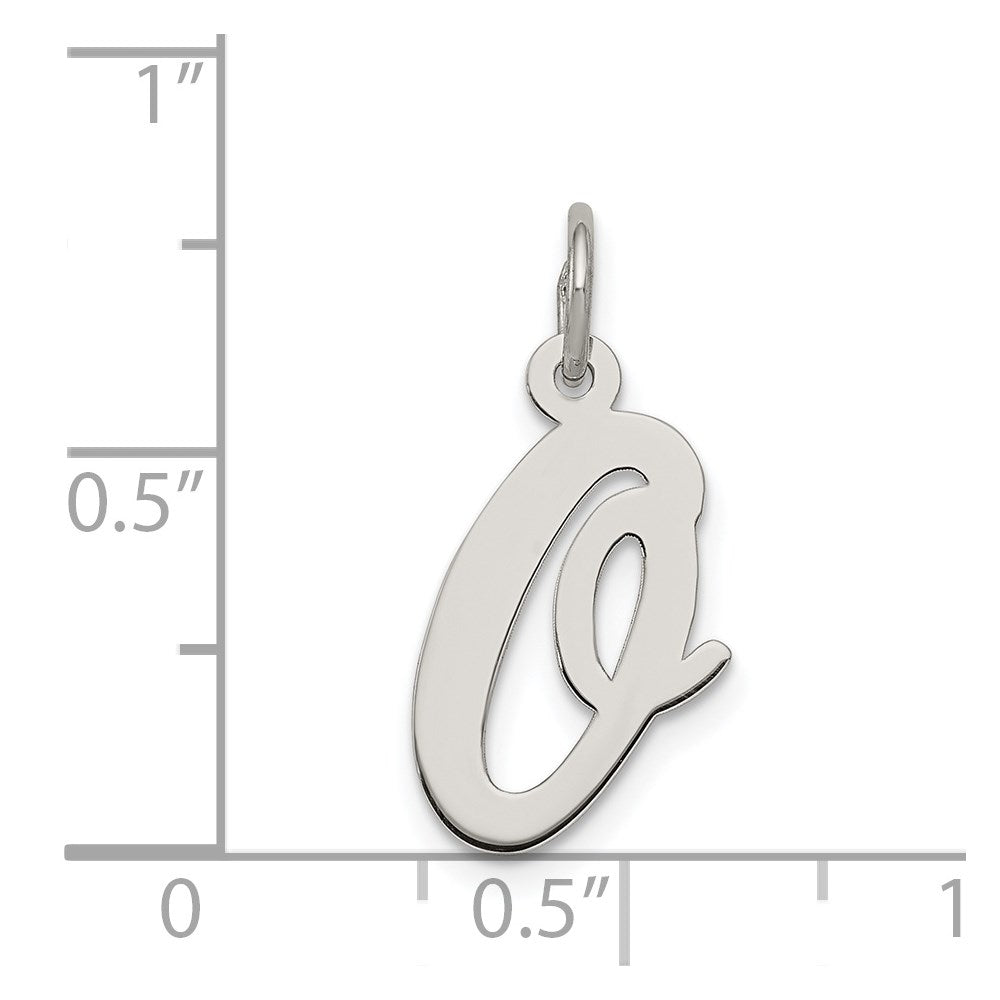 Sterling Silver Rhodium-plated Script Letter O Initial Charm