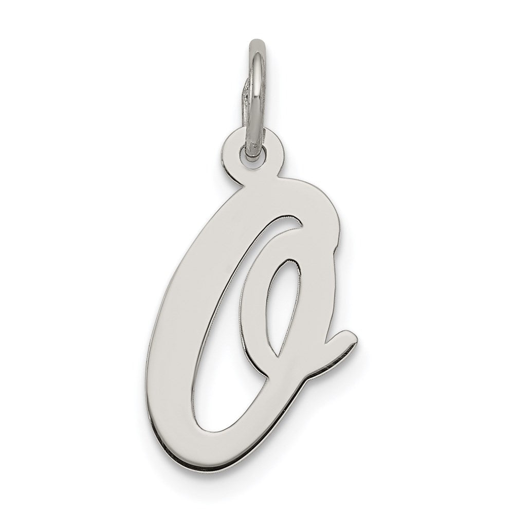 Sterling Silver Rhodium-plated Script Letter O Initial Charm