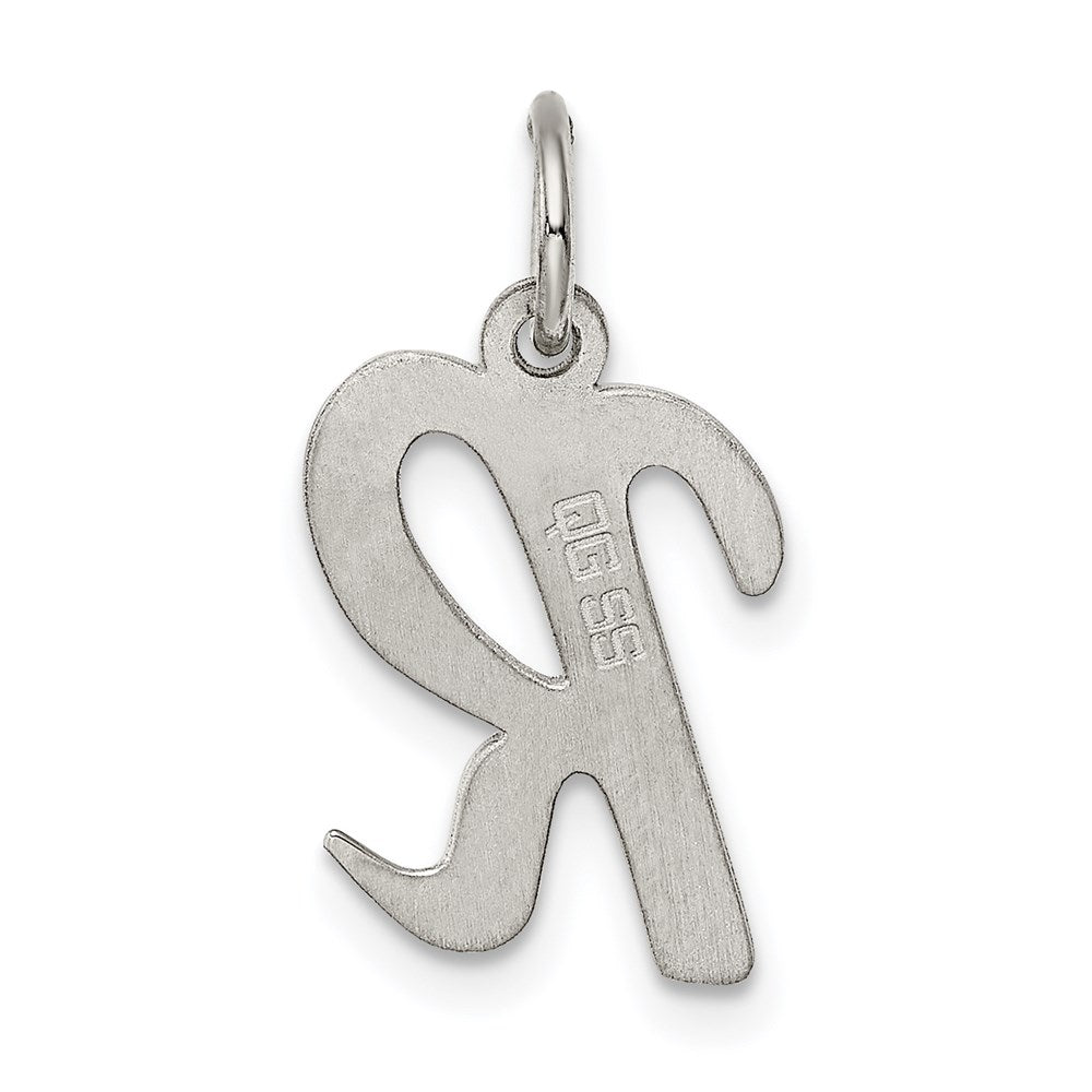 Sterling Silver Rhodium-plated Script Letter R Initial Charm