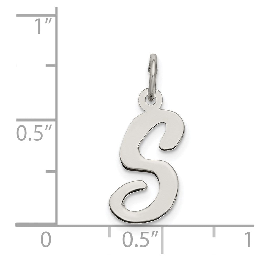 Sterling Silver Rhodium-plated Script Letter S Initial Charm