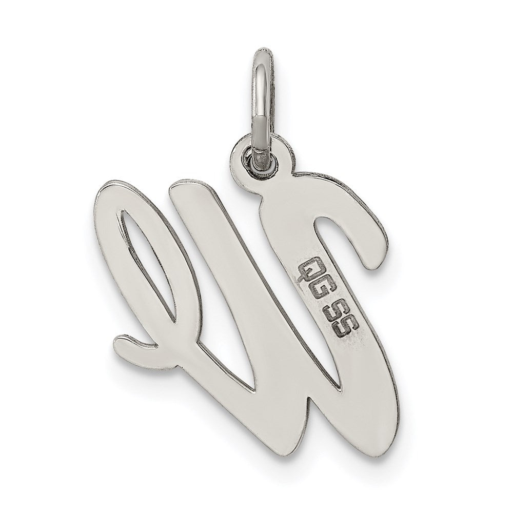 Sterling Silver Rhodium-plated Script Letter W Initial Charm