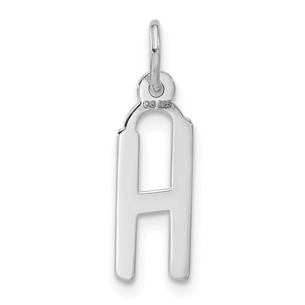 Sterling Silver Polished Medium Slanted Block Initial H Charm