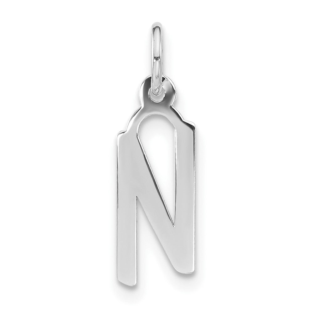 Sterling Silver Polished Medium Slanted Block Initial N Charm