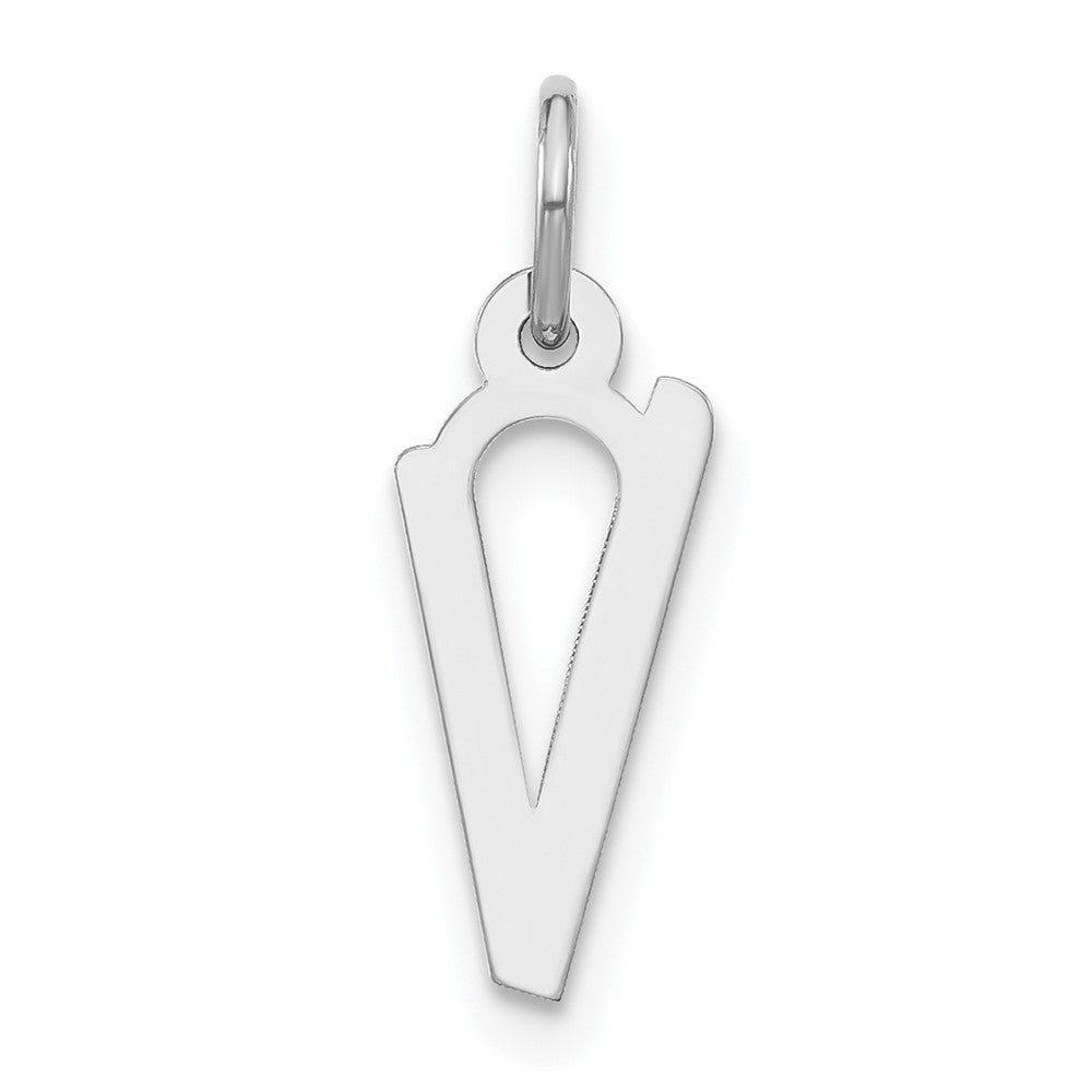 Sterling Silver Polished Medium Slanted Block Initial V Charm