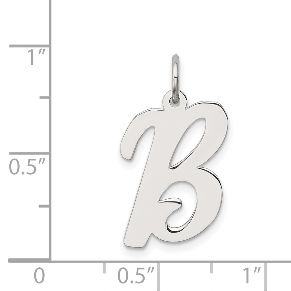 Sterling Silver Rhodium-plated Script Letter B Initial Charm