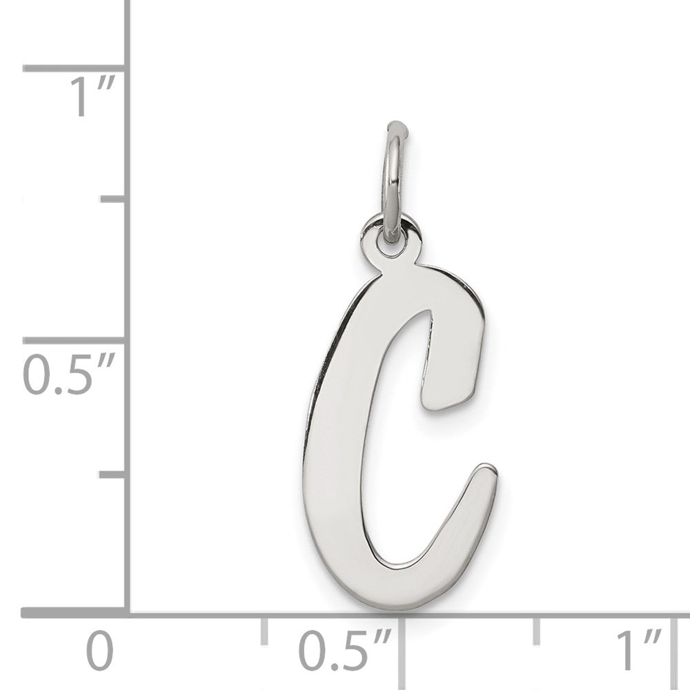 Sterling Silver Rhodium-plated Script Letter C Initial Charm