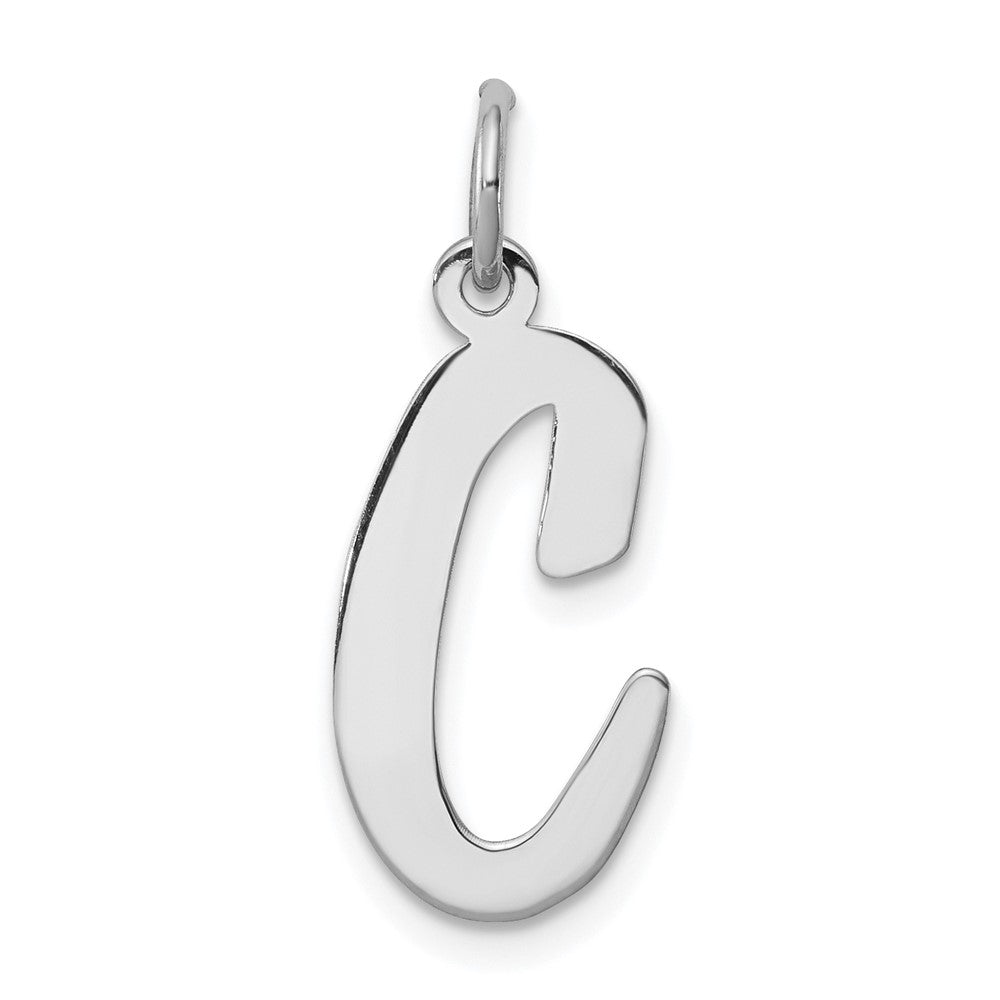 Sterling Silver Rhodium-plated Script Letter C Initial Charm