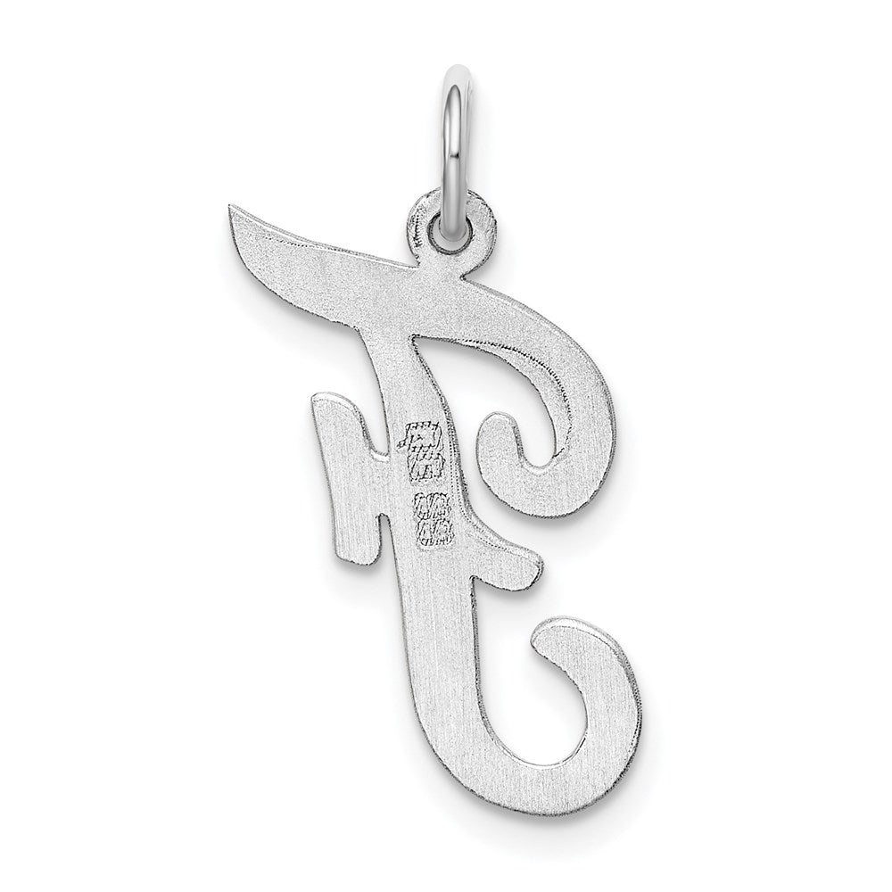 Sterling Silver Rhodium-plated Script Letter F Initial Charm