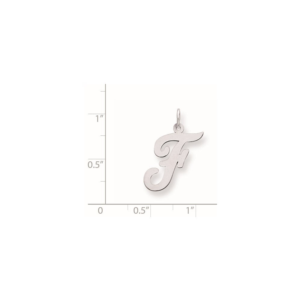 Sterling Silver Rhodium-plated Script Letter F Initial Charm