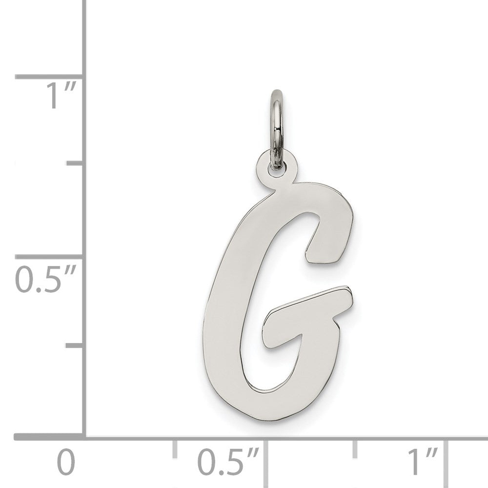 Sterling Silver Rhodium-plated Script Letter G Initial Charm