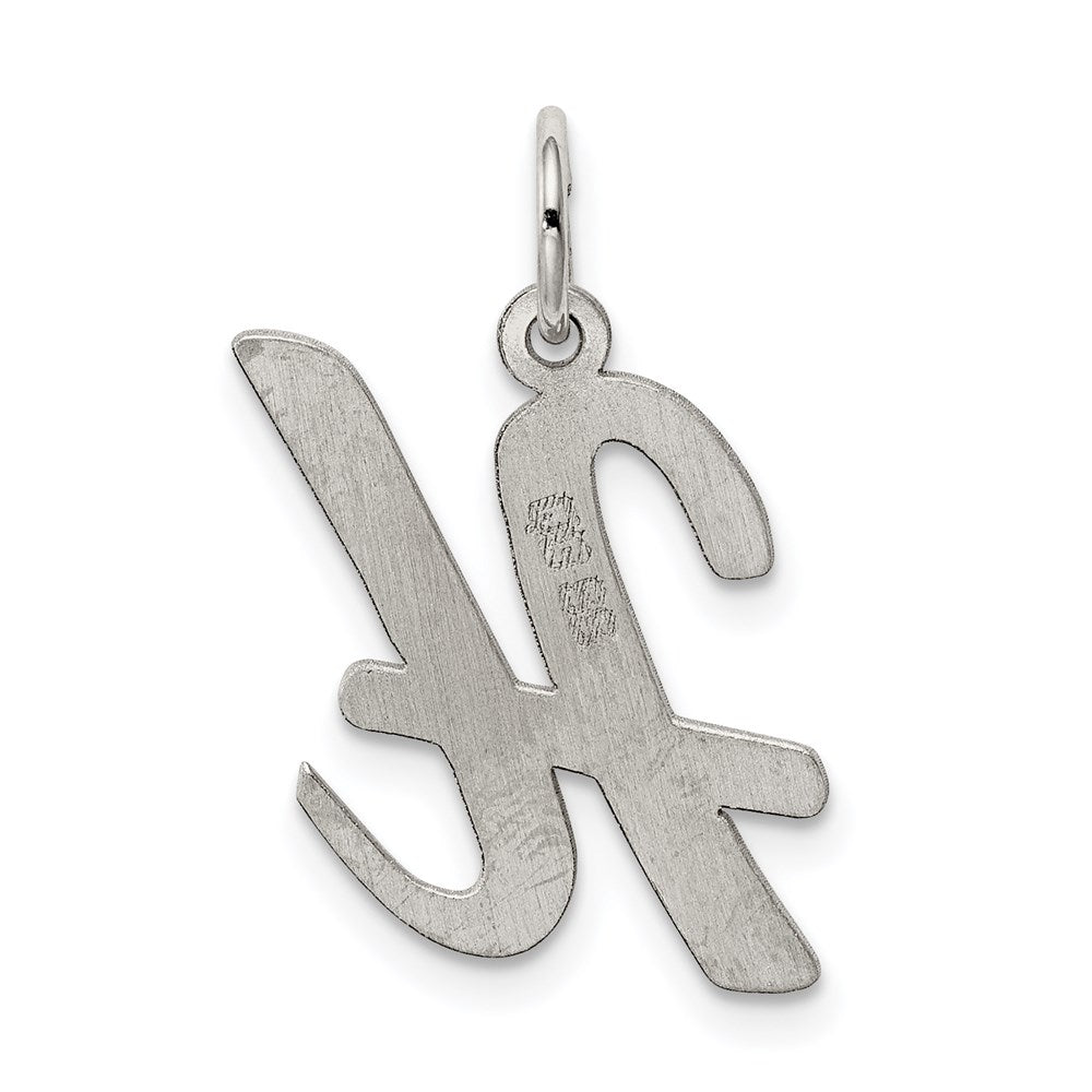 Sterling Silver Rhodium-plated Script Letter H Initial Charm