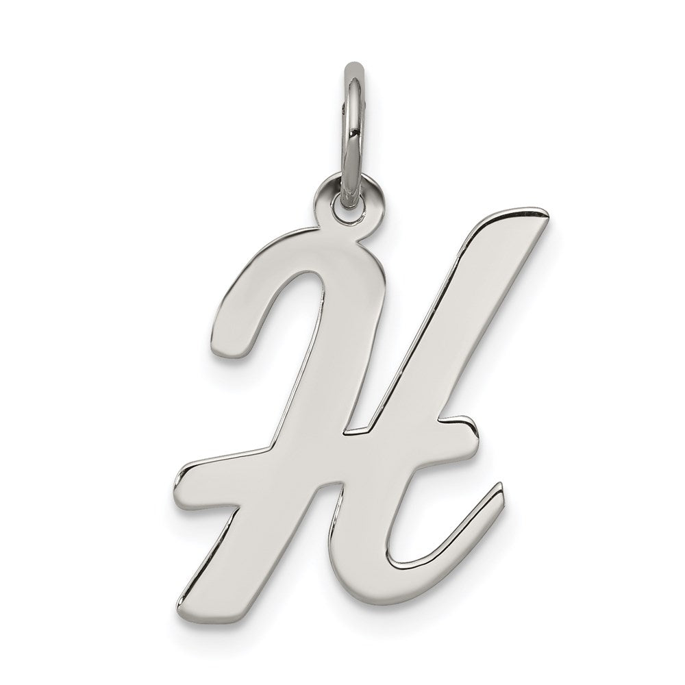 Sterling Silver Rhodium-plated Script Letter H Initial Charm