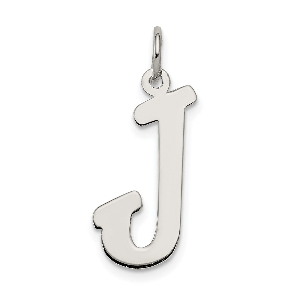 Sterling Silver Rhodium-plated Script Letter J Initial Charm