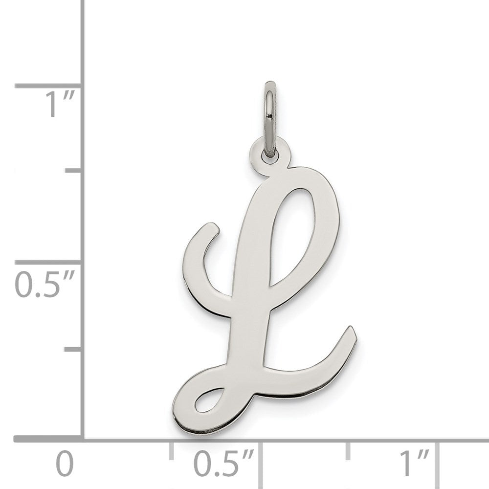 Sterling Silver Rhodium-plated Script Letter L Initial Charm