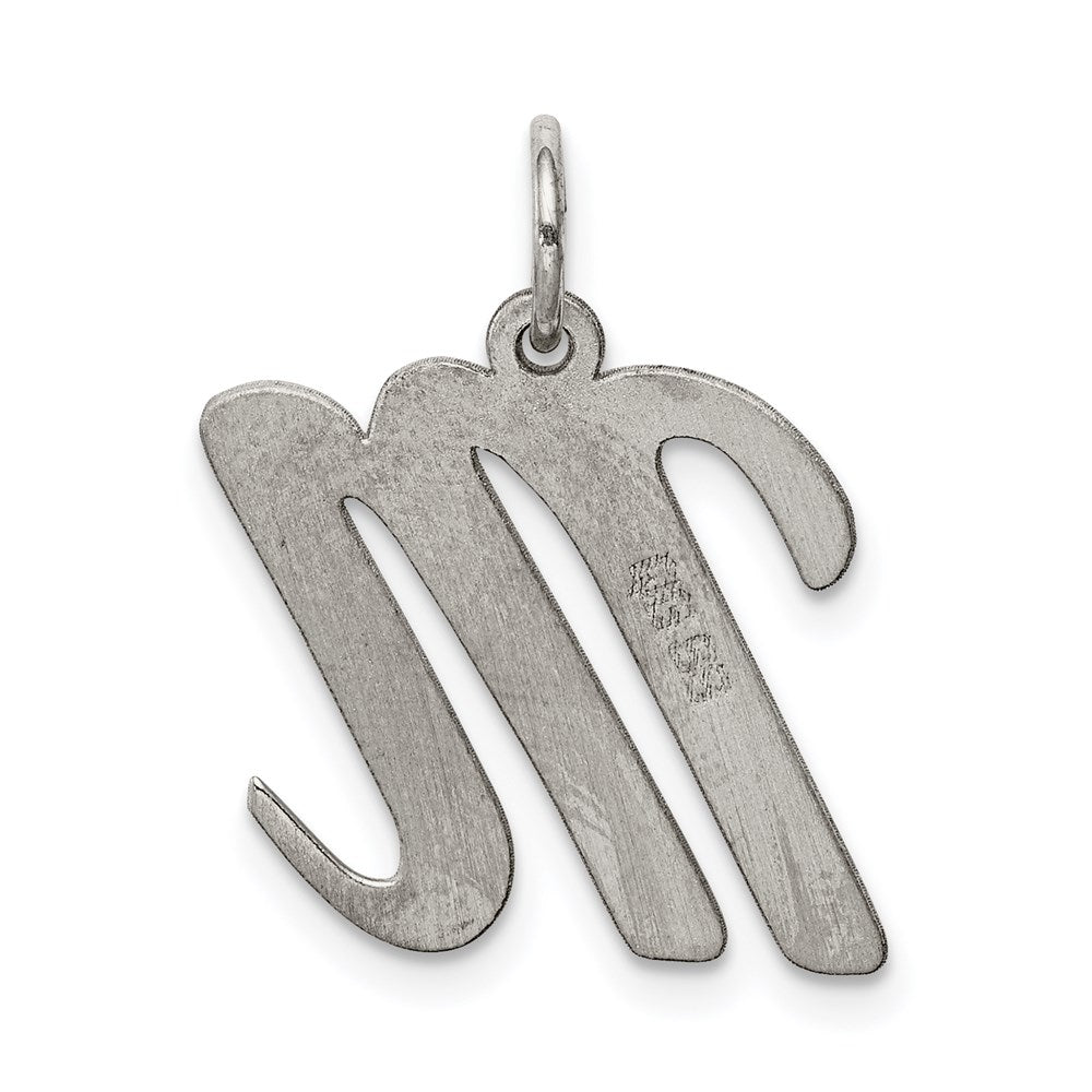 Sterling Silver Rhodium-plated Script Letter M Initial Charm