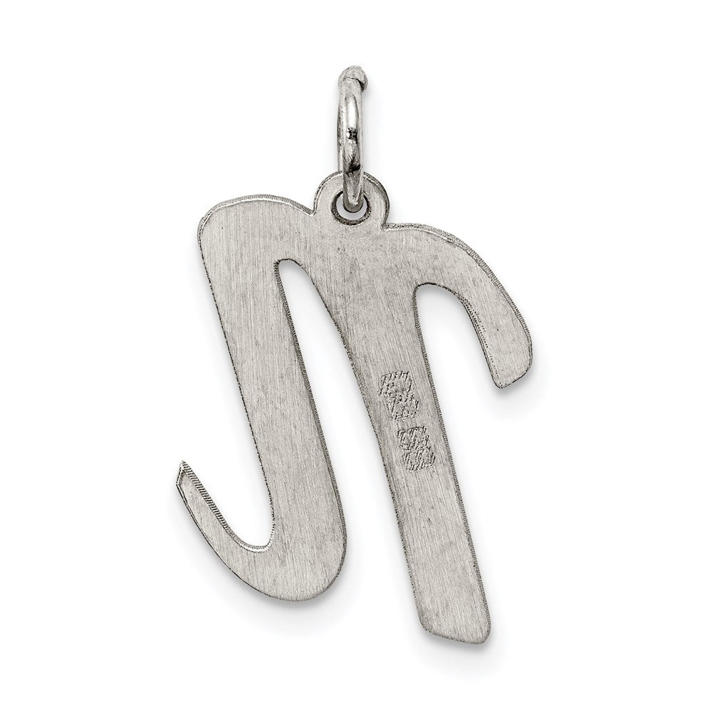 Sterling Silver Rhodium-plated Script Letter N Initial Charm