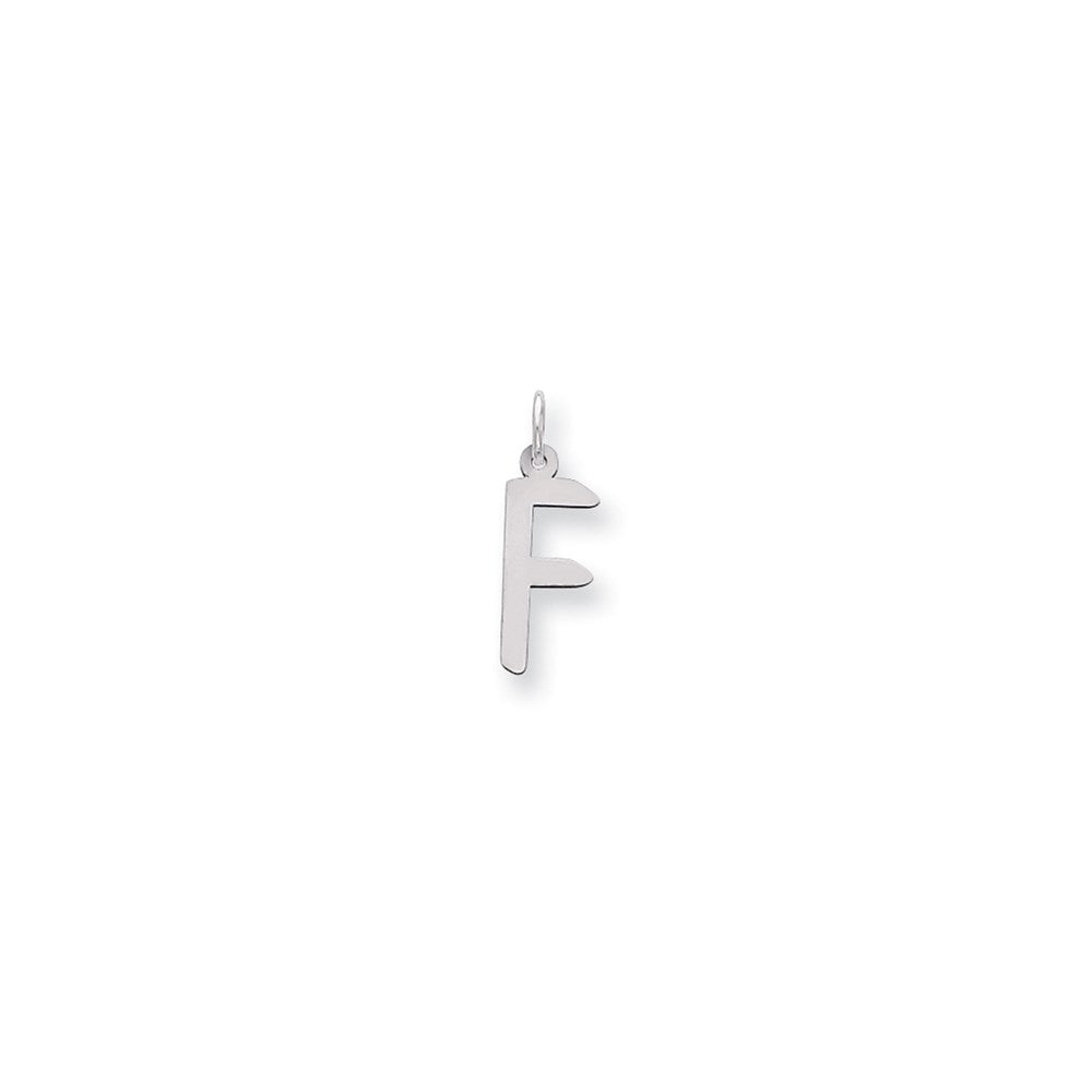 Sterling Silver Large Slanted Block Initial F Charm