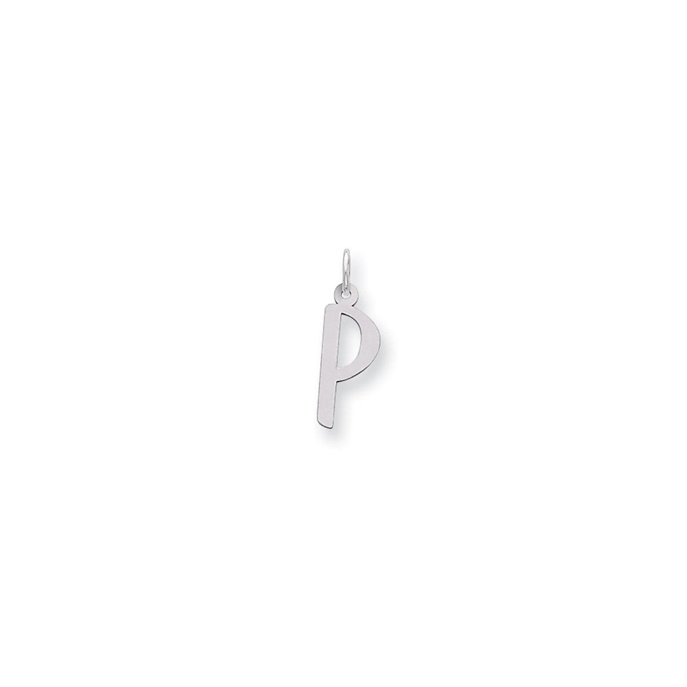 Sterling Silver Large Slanted Block Initial P Charm