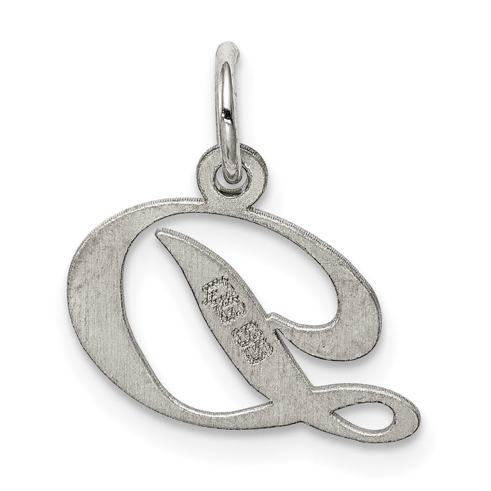 Sterling Silver Rhodium-plated Fancy Script Letter D Initial Charm