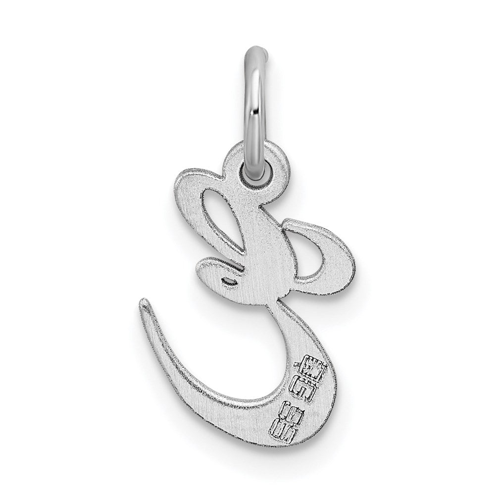 Sterling Silver Rhodium-plated Fancy Script Letter E Initial Charm