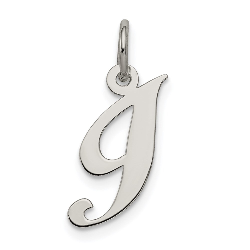 Sterling Silver Rhodium-plated Fancy Script Letter I Initial Charm